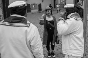 Prague street scene.